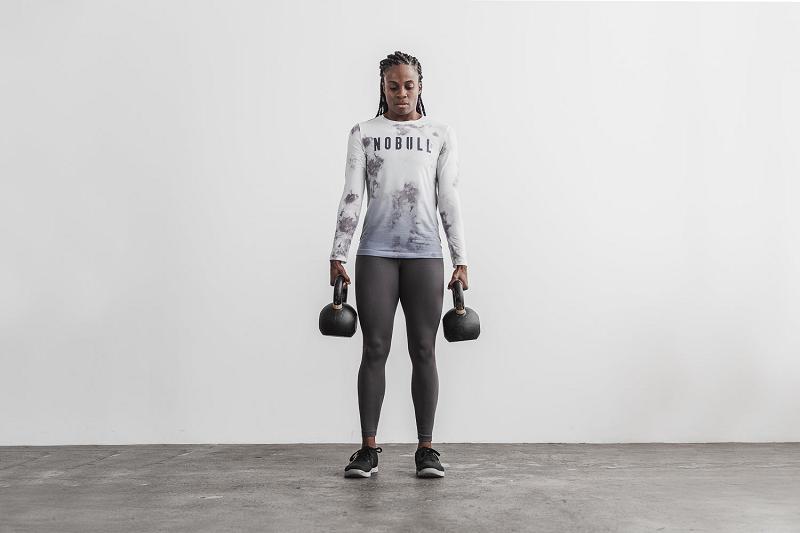 Women's Nobull WoTee (DIP-DYE) Long Sleeve White | SG W3155N